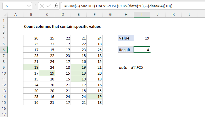 Excel formula: Count columns that contain specific values Excel formula: Count columns that contain specific values
