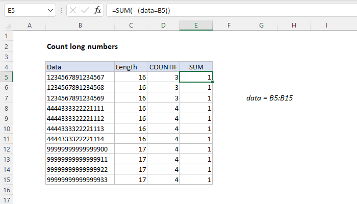Excel formula: Count long numbers Excel formula: Count long numbers