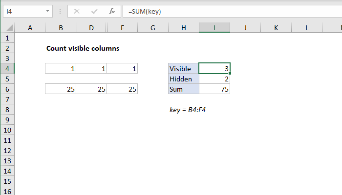 Excel formula: Count visible columns