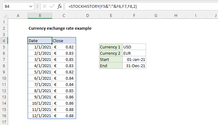 Excel formula: Currency exchange rate example Excel formula: Currency exchange rate example