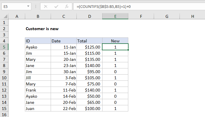 Excel formula: Customer is new Excel formula: Customer is new