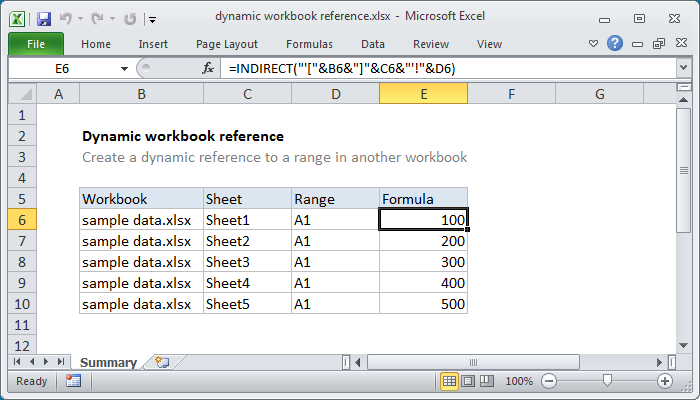 Excel formula: Dynamic workbook reference