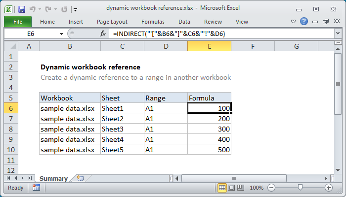 on cell based vba name value worksheet Excel Dynamic reference Exceljet  formula: workbook