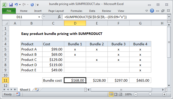 Excel formula: Easy bundle pricing with SUMPRODUCT Excel formula: Easy bundle pricing with SUMPRODUCT