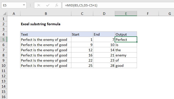 Excel formula: Extract substring Excel formula: Extract substring