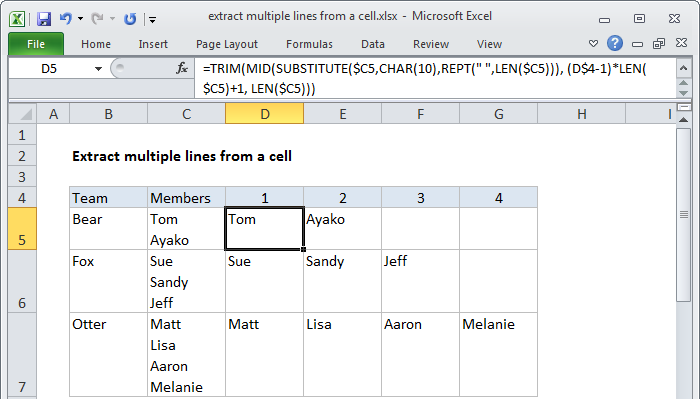 insert a soft return within a cell in excel for mac