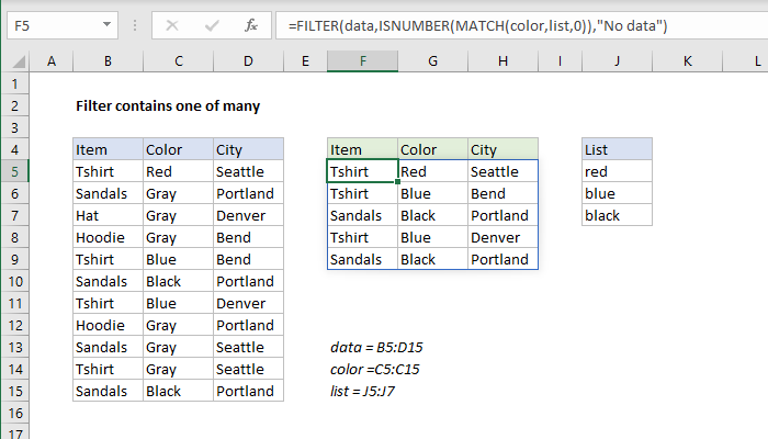 Excel formula: Filter contains one of many Excel formula: Filter contains one of many