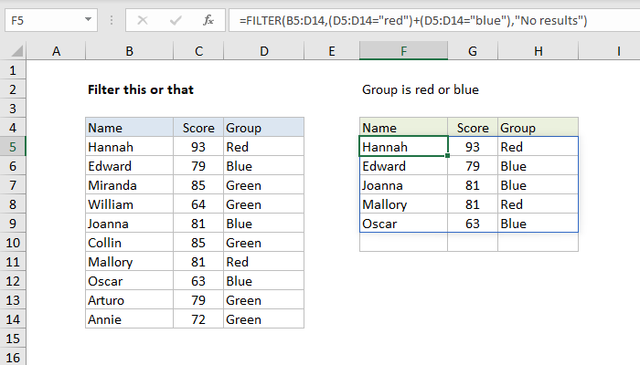 Excel formula: Filter this or that Excel formula: Filter this or that