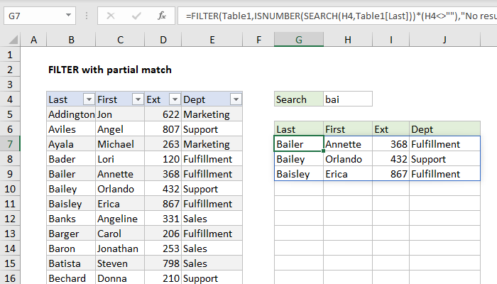 Excel formula: FILTER with partial match Excel formula: FILTER with partial match