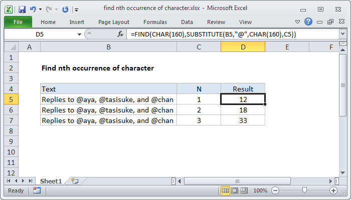 Excel formula: Find nth occurrence of character Excel formula: Find nth occurrence of character