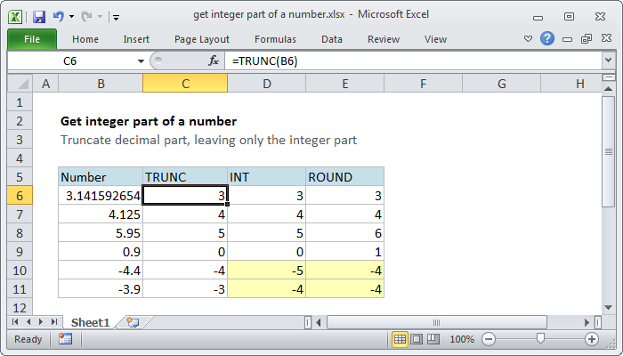 Excel formula: Get integer part of a number Excel formula: Get integer part of a number