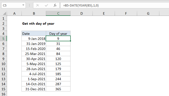 Excel Formula Get Nth Day Of Year Exceljet