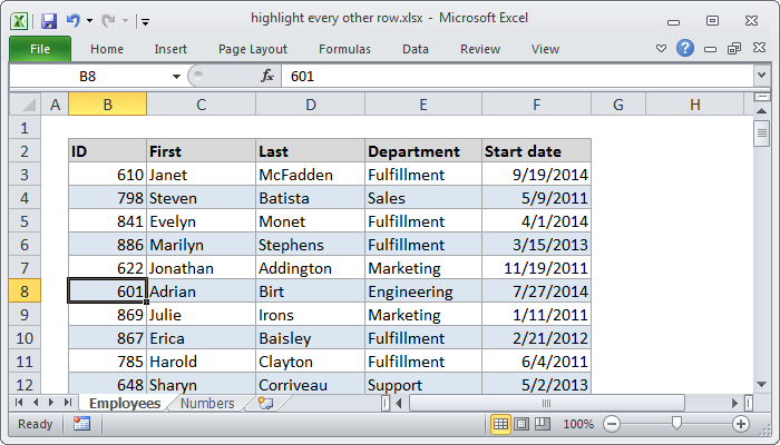 excel highlight every other row automatiucally