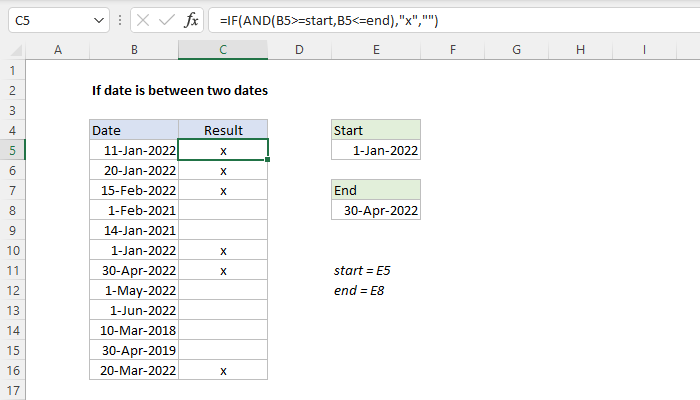 Excel formula: If date is between two dates Excel formula: If date is between two dates