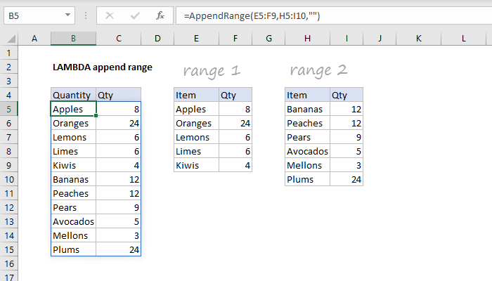 Excel formula: LAMBDA append range Excel formula: LAMBDA append range