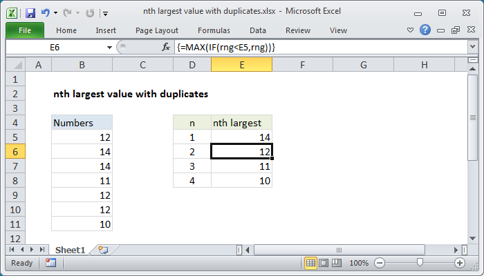 Excel formula: nth largest value with duplicates Excel formula: nth largest value with duplicates