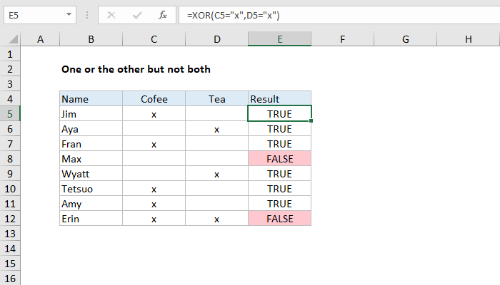 Excel formula: One or the other not both Excel formula: One or the other not both