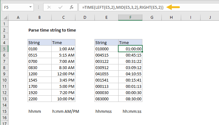 Excel formula: Parse time string to time Excel formula: Parse time string to time
