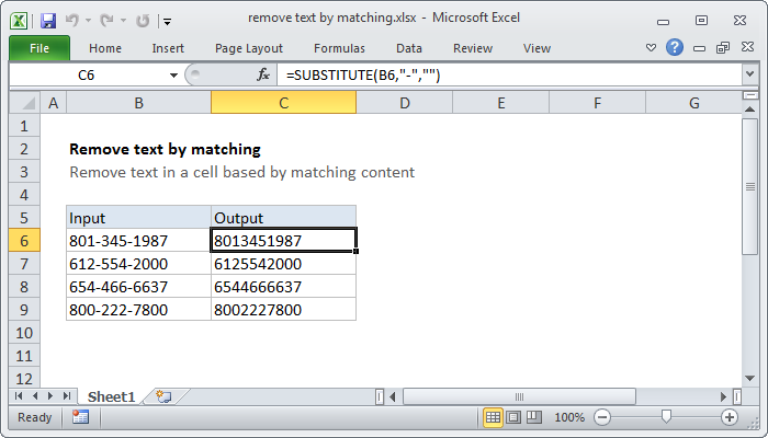 query payment letter matching Excel Remove formula: text by  Exceljet