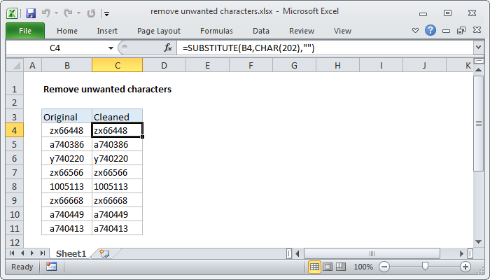 Excel formula: Remove unwanted characters