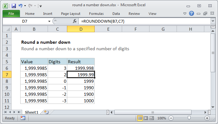 Excel Formula Round A Number Down Exceljet