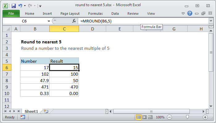 Excel Formula Round To Nearest 5 Exceljet