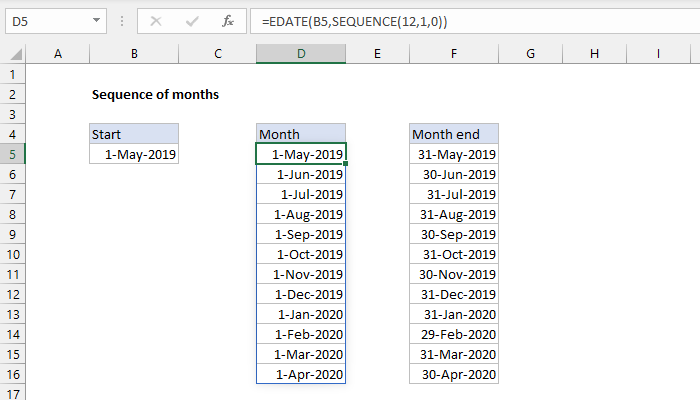 Excel formula: Sequence of months Excel formula: Sequence of months