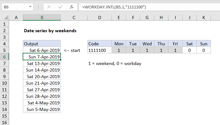 Excel formula: Series of dates by weekends Excel formula: Series of dates by weekends