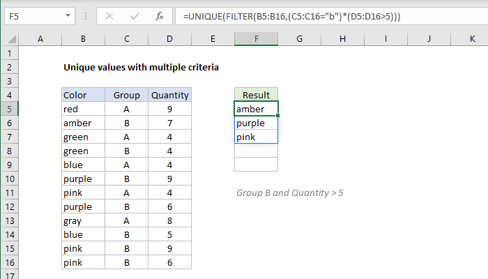 Excel Formula Unique Values With Multiple Criteria Exceljet