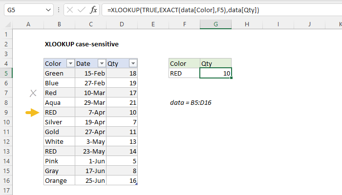 Excel formula: XLOOKUP case-sensitive Excel formula: XLOOKUP case-sensitive