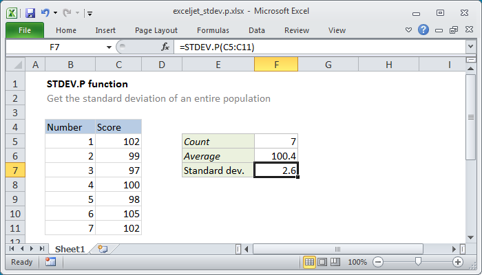 finding standard deviation in excel