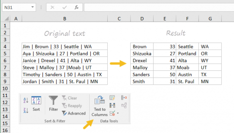 Excel's Text to Columns feature