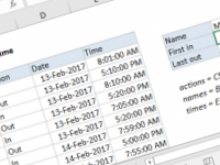 Excel formula: First in, last out times