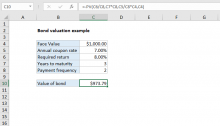 Excel formula: Bond valuation example