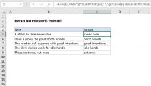 Excel formula: Extract last two words from cell
