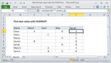 Excel formula: Get first text value with HLOOKUP