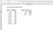 Excel formula: Get last entry by month and year