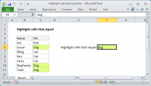 Excel formula: Highlight cells that equal