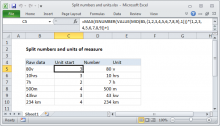 Excel formula: Split numbers from units of measure