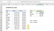 Excel formula: XLOOKUP last match
