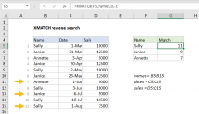 Excel formula: XMATCH reverse search