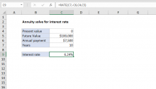 Excel formula: Annuity solve for interest rate