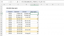 Excel formula: Calculate days open