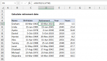Excel formula: Calculate retirement date