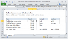 Excel formula: Cell contains some words but not others