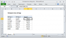 Excel formula: Compare two strings