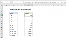 Excel formula: Convert feet and inches to inches
