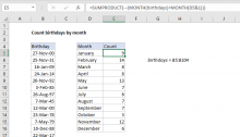 Excel formula: Count birthdays by month