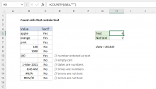 Excel formula: Count cells that contain text