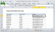 Excel formula: Create email address from name